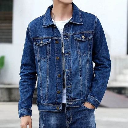 Buy Center Men's Denim Jacket - Casual Turn Down Collar, Spring Style - Buy Center UK