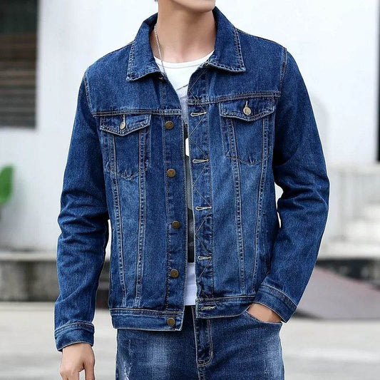 Buy Center Men's Denim Jacket - Casual Turn Down Collar, Spring Style - Buy Center UK
