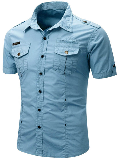 Buy Center Men's Cotton Military Tactical Shirt - Short Sleeve Summer Style - Buy Center UK