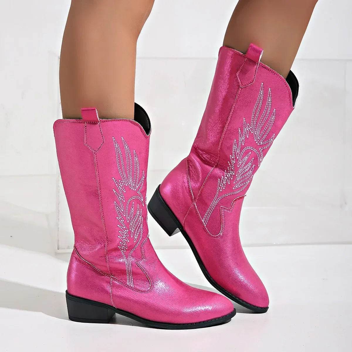 Women's Autumn Winter Slip-On Knight Boots - Thick Sole & Pointed Toe - Buy Center UK