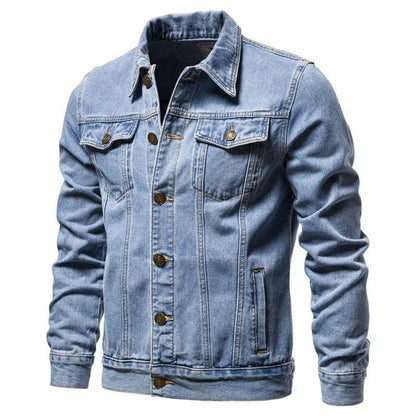 Buy Center Men’s Denim Coat - Casual Autumn Jacket, Turn Down Collar - Buy Center UK