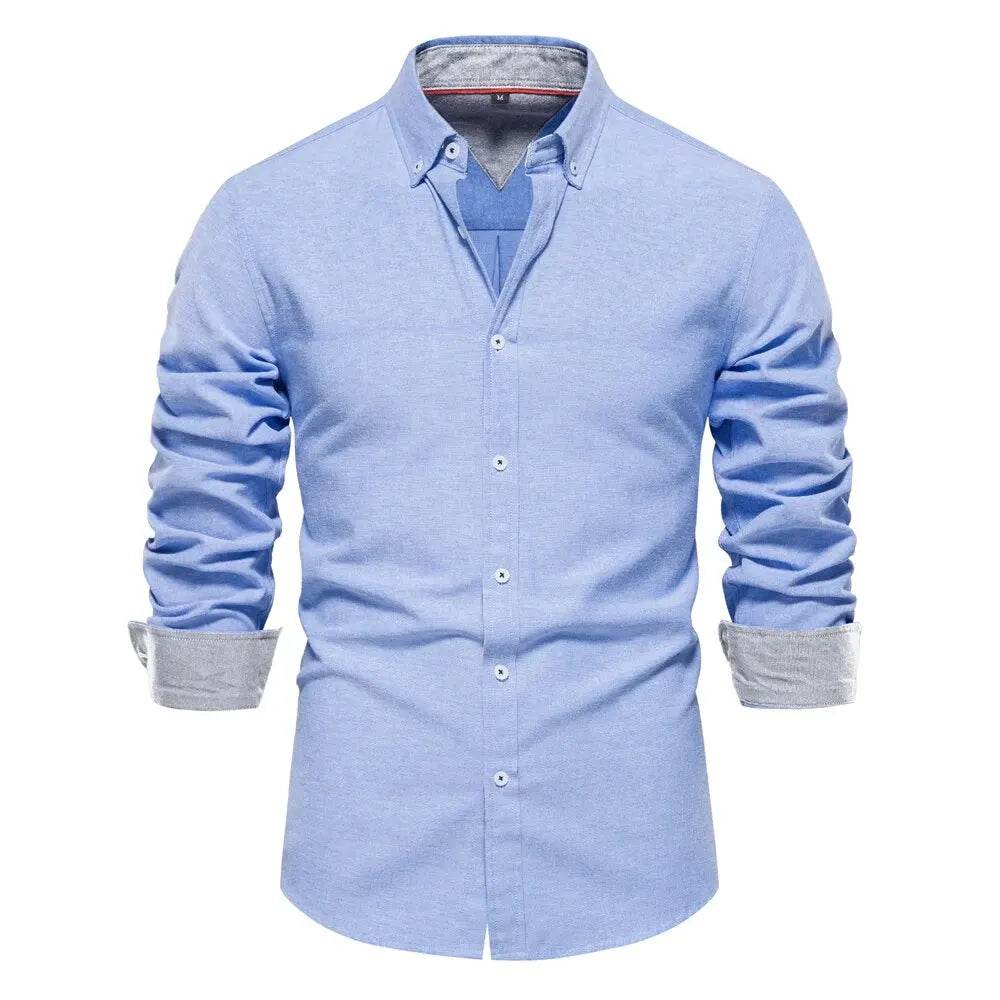 AIOPESON Men's Oxford Shirt - Cotton Blend, Long Sleeve & Casual Style - Buy Center UK