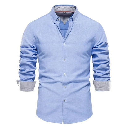 AIOPESON Men's Oxford Shirt - Cotton Blend, Long Sleeve & Casual Style - Buy Center UK