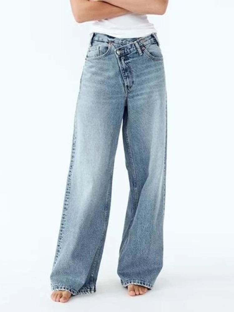 HOUZHOU Women Vintage Wide Leg Jeans - High Waist Aesthetic Fit - Buy Center UK