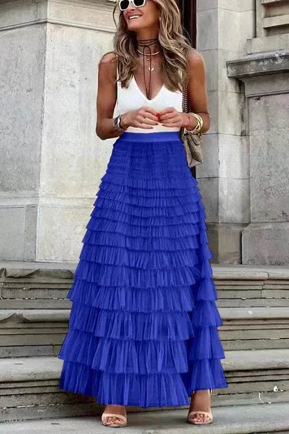 Buy Center Casual Women’s Tulle Maxi Skirt - Elegant Pleated Design - Buy Center UK