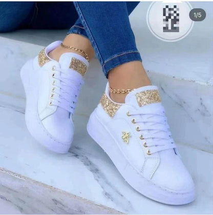 2024 Autumn Waterproof White Sneakers - Women’s Casual Lace-Up - Buy Center UK