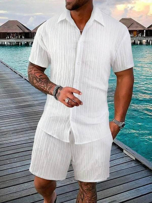 Buy Center Men's Summer Polo Suit - Casual Loose Fit Shorts Set - Buy Center UK