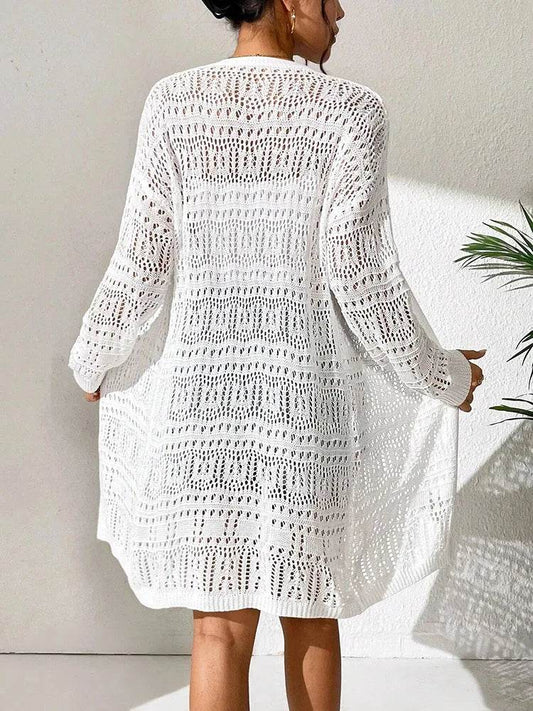 Buy Center Solid Color Knitted Cardigan - Elegant Loose Fit Sweater - Buy Center UK
