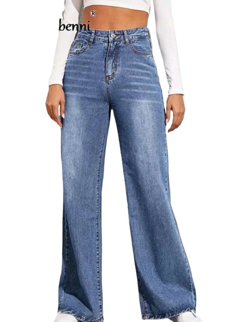 Buy Center High Waist Straight Jeans - Casual Loose Fit for Women - Buy Center UK