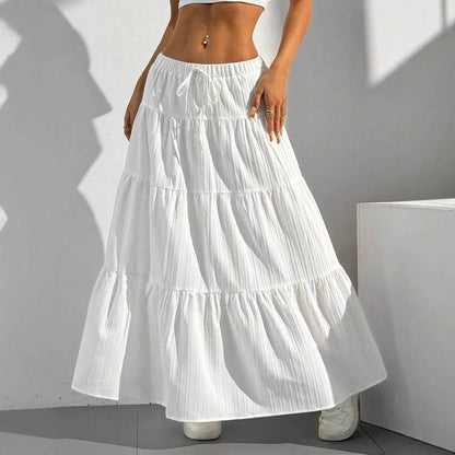 Buy Center Women's Loose Long Skirt - White Lace Up Bow Design - Buy Center UK