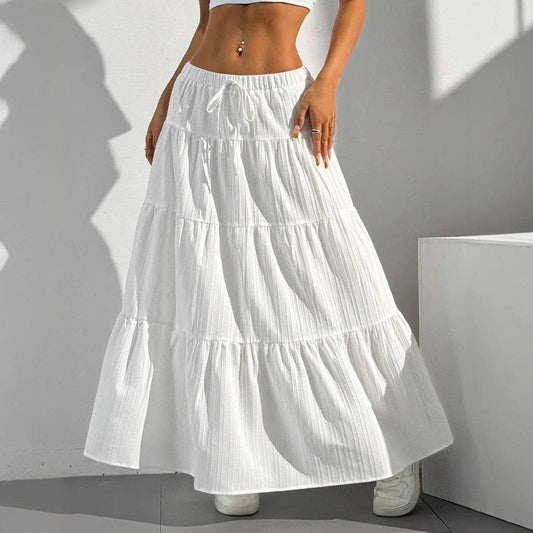 Buy Center Women's Loose Long Skirt - White Lace Up Bow Design - Buy Center UK