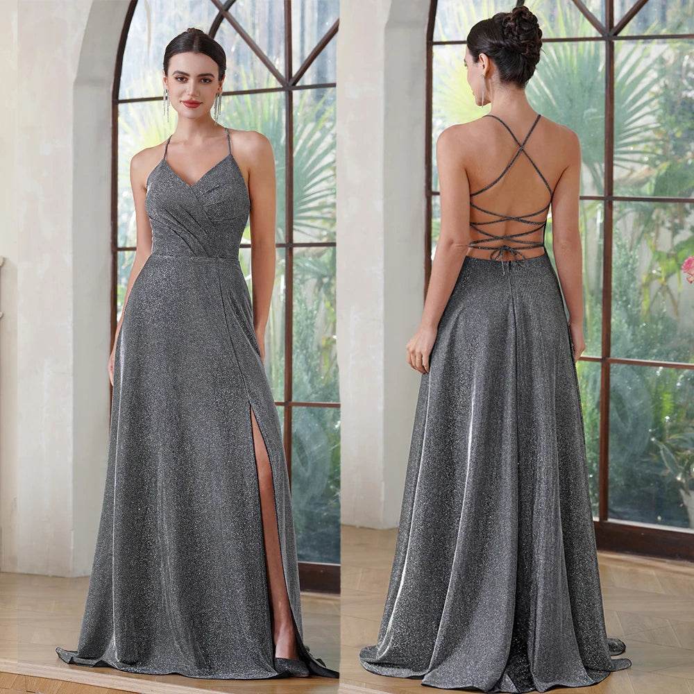 Navy Blue Spaghetti Strap A-Line Bridesmaid Dress - Elegant Satin Gown - Buy Center UK