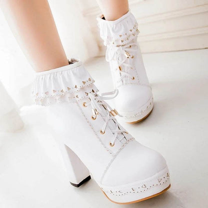 Buy Center Women's Ankle Boots - Platform Footwear in White, Black, Pink - Buy Center UK