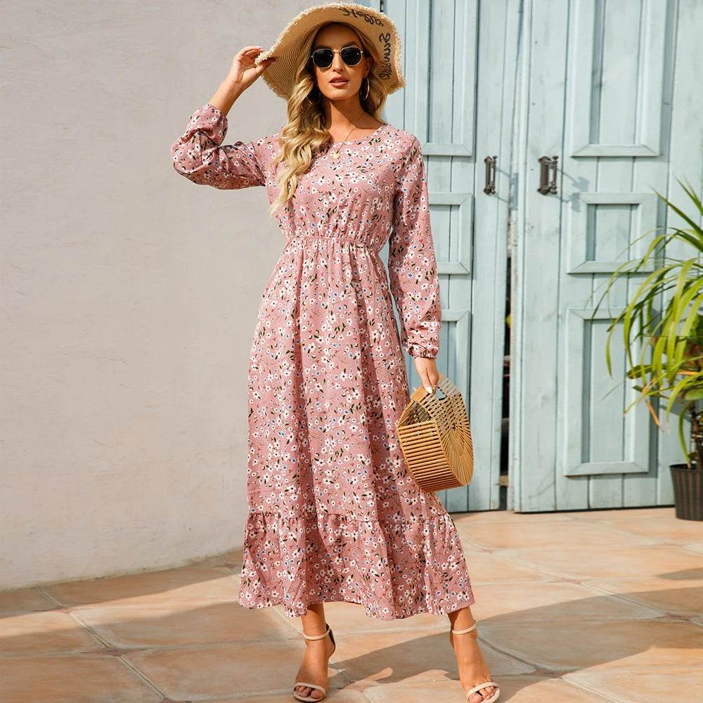 2023 Bohemian Women Maxi Dress - Long Sleeve Chiffon Floral Style - Buy Center UK