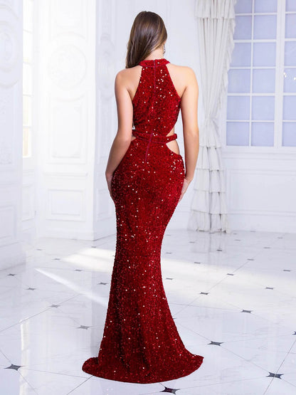 Buy Center Sexy Sequined Evening Dress - Sleeveless Bodycon Gown - Buy Center UK