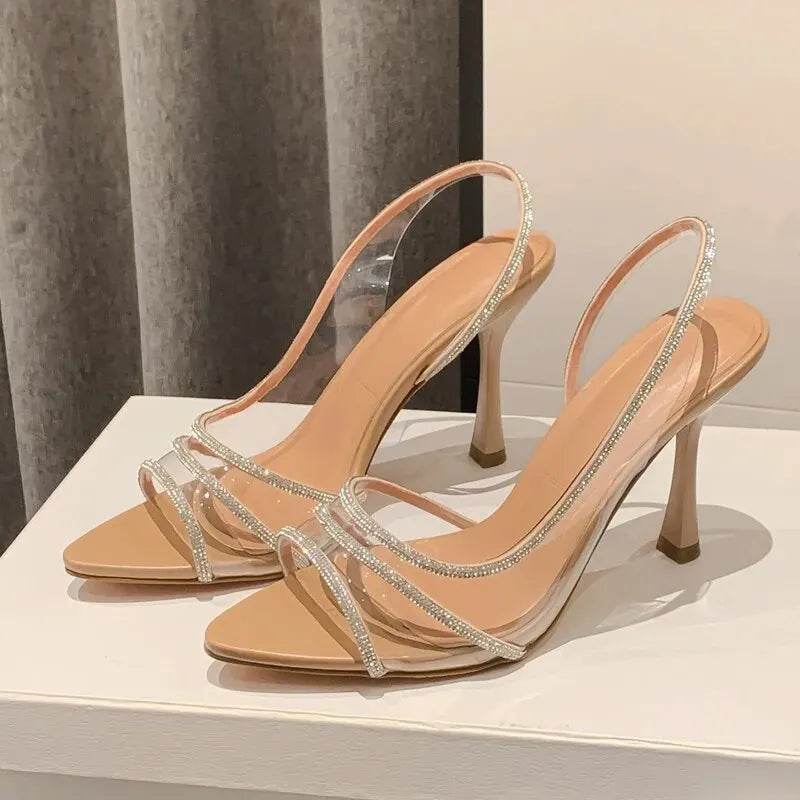 Women’s Rhinestone Slingback Pumps - Elegant High Heels for Summer - Buy Center UK