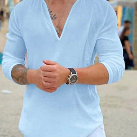 Buy Center Men's Loose Shirt - Cotton Linen Spring Autumn Style - Buy Center UK