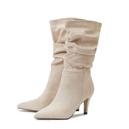 Eilyken Vintage Mid-Calf Booties - Pointed Toe, Thin Low Heels - Buy Center UK