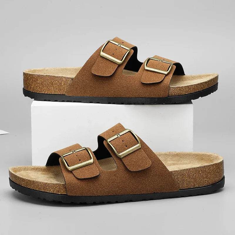Buy Center Men's Leather Sandals - Comfortable Slip-On Summer Shoes - Buy Center UK