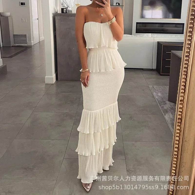 Buy Center Summer Women's Ruffled Dress - Stylish Tube Top Design - Buy Center UK