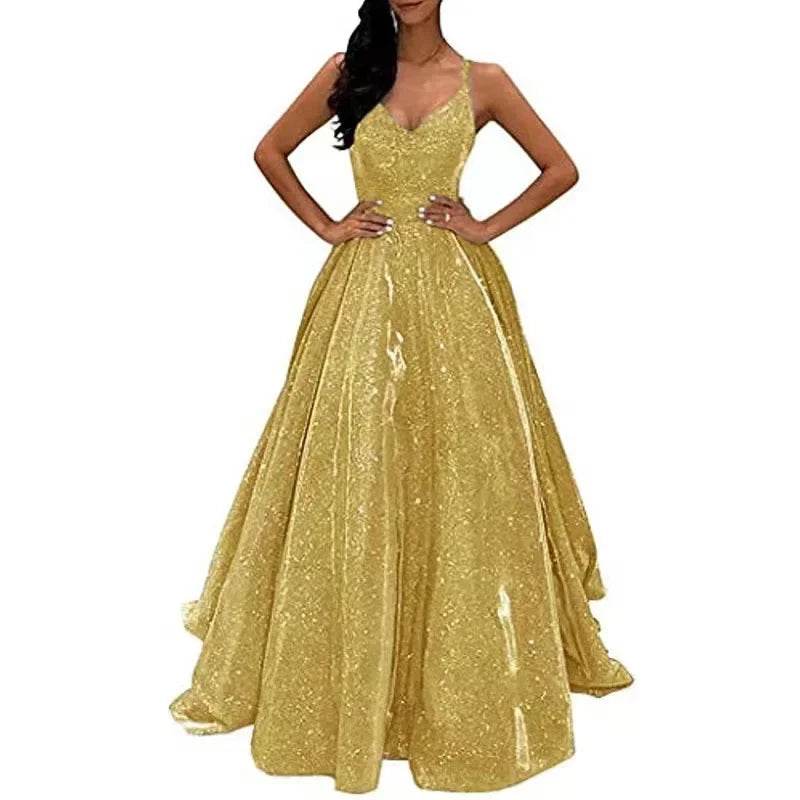 Buy Center Elegant Long Sleeveless Dress - Glowing Strap Design - Buy Center UK