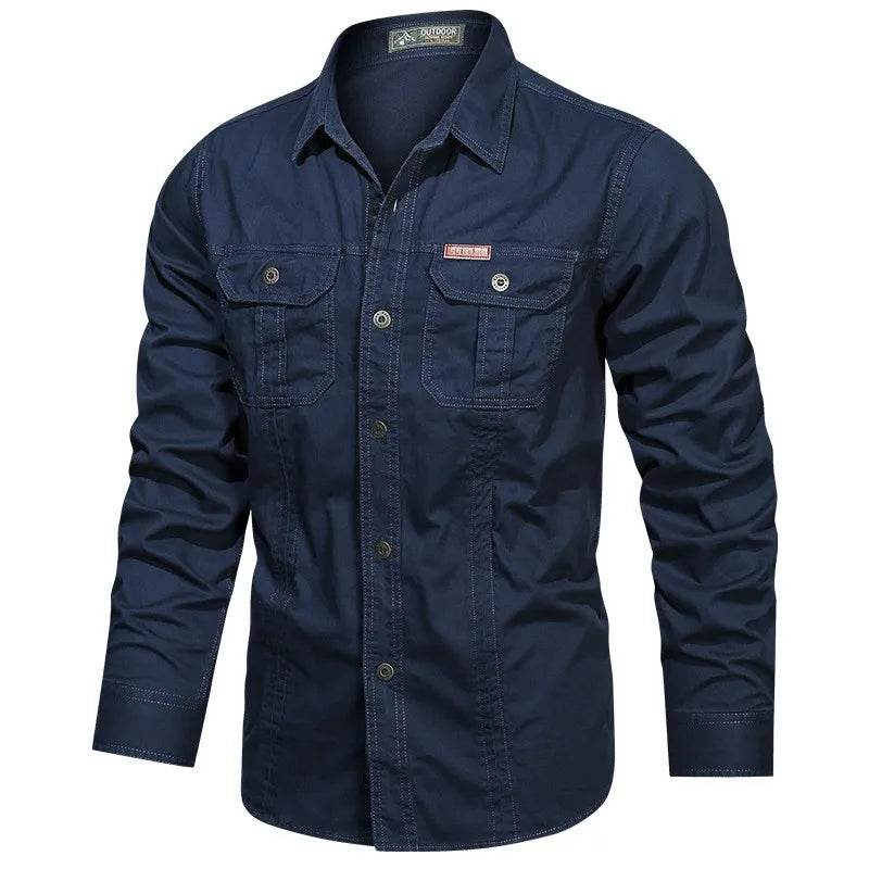 Buy Center Men's Long Sleeve Cargo Shirt - High-Quality Cotton Style - Buy Center UK