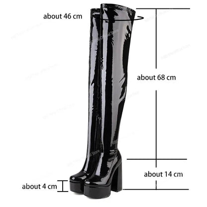 Buy Center Women's Over The Knee Platform Boots - Super High Chunky Heel - Buy Center UK