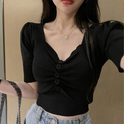 Buy Center Women's Short Sleeve Knit Top - Chic Sweetheart Neck - Buy Center UK