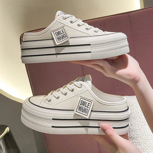 Buy Center Women’s Chunky Sneakers - Casual Canvas Slippers with Height - Buy Center UK