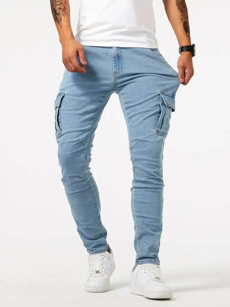 Buy Center Casual Denim Work Pants for Men - Multi Bag, Comfortable Fit - Buy Center UK