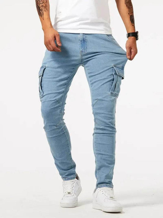 Buy Center Casual Denim Work Pants for Men - Multi Bag, Comfortable Fit - Buy Center UK