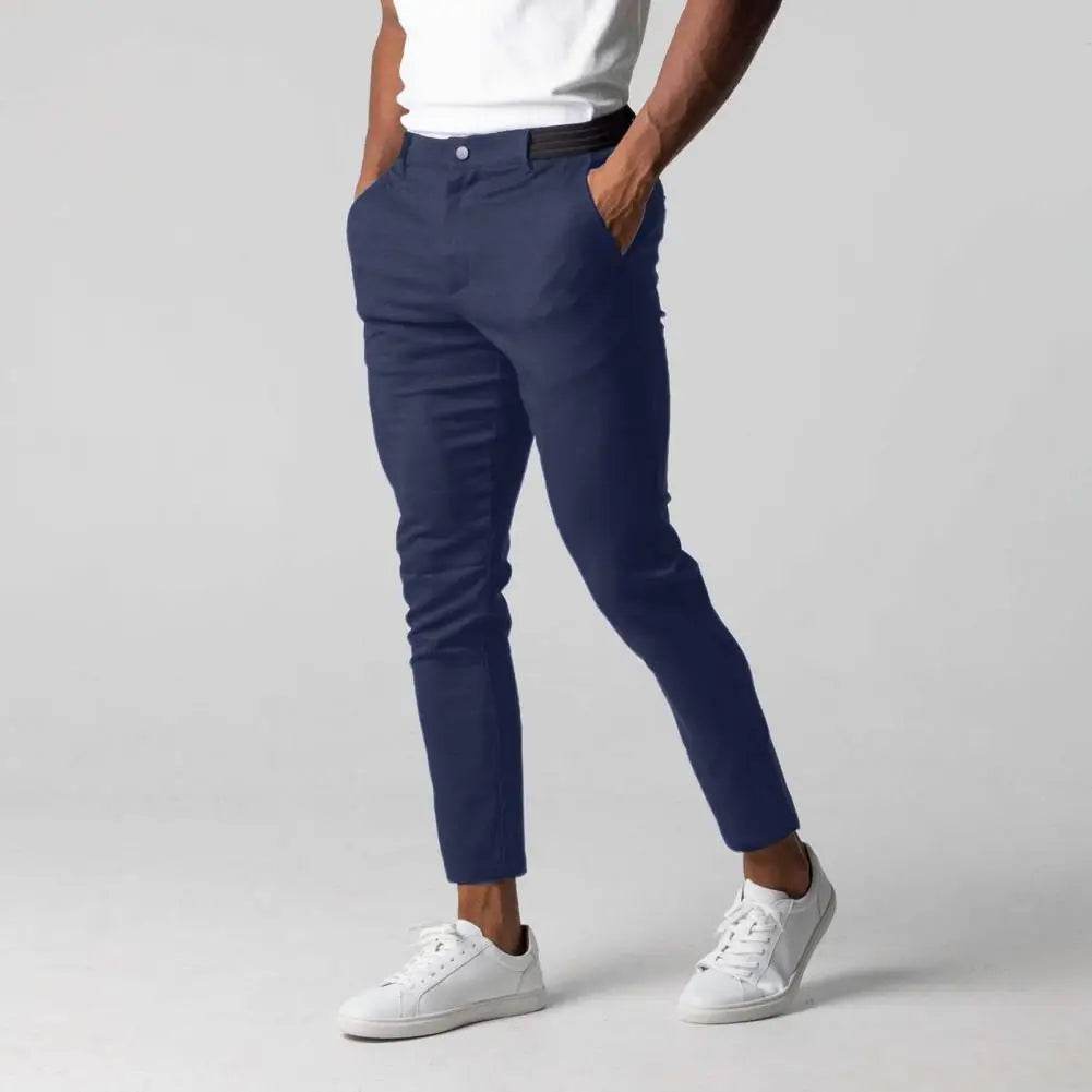 Buy Center Slim Fit Men's Trousers - Elegant Solid Color Pants - Buy Center UK