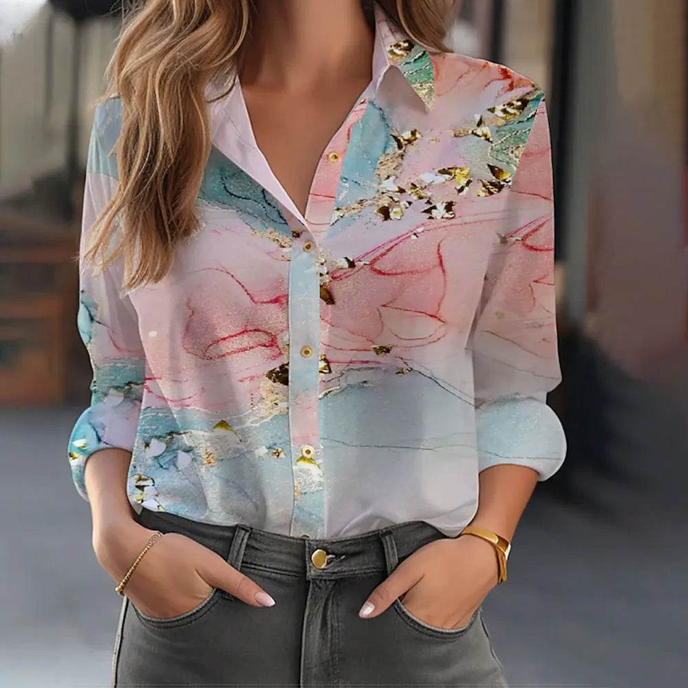 Buy Center Women's Long Sleeve Floral Blouse - Plus Size Office Chic - Buy Center UK