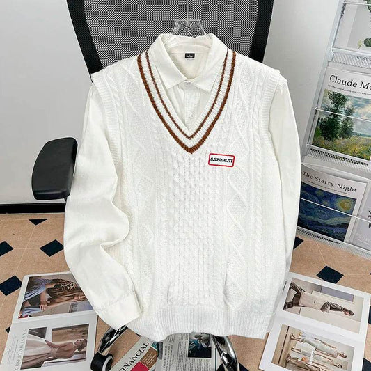Buy Center Men's Loose Knitted Vest - Thickened Sleeveless V-Neck - Buy Center UK