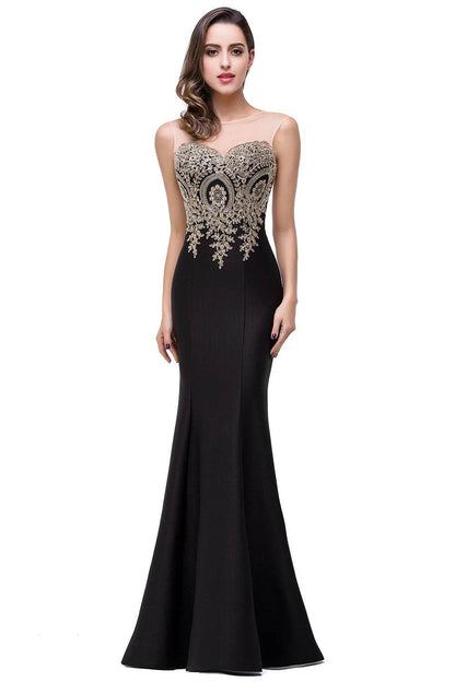 2024 Gold Appliques Sweetheart Illusion Bridesmaid Gown - Floor Length - Buy Center UK