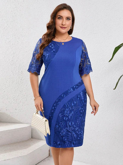 Plus Size Summer Party Dress - Elegant Floral Embroidery for Weddings - Buy Center UK