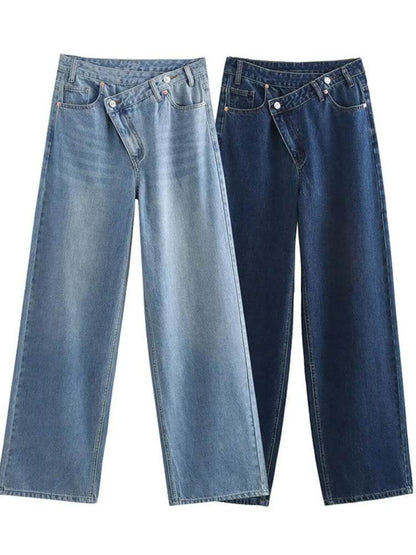 HOUZHOU Women Vintage Wide Leg Jeans - High Waist Aesthetic Fit - Buy Center UK