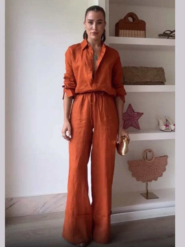Buy Center Fashion Cotton Linen Pants Set - Elegant Summer Outfit - Buy Center UK
