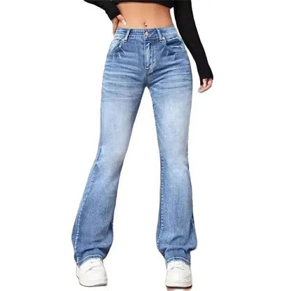 Buy Center Women's Casual Micro Flares Jeans - Vintage Mid Waist - Buy Center UK