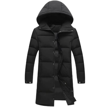 Buy Center Men's Long Hooded Puffer Jacket - Windproof, Warm, Casual - Buy Center UK