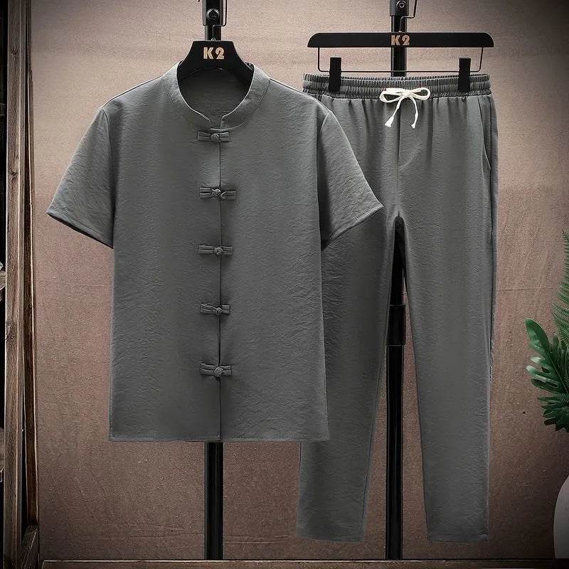 Buy Center Men's Summer Cotton Linen Suit - Breathable, Loose Fit - Buy Center UK