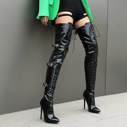 Buy Center Party Queen Over-The-Knee Boots - Plus Size 46 High Heels - Buy Center UK