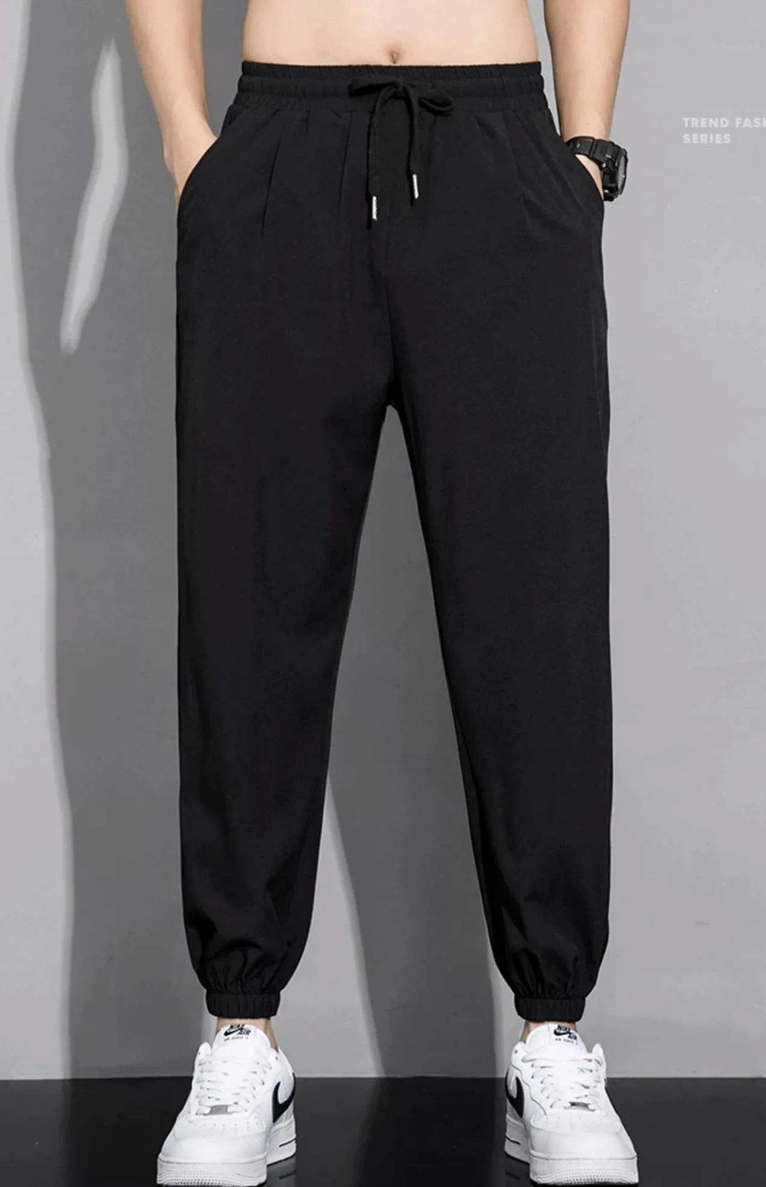 Buy Center Ice Silk Pants for Men - Quick Dry, Loose Ankle Design - Buy Center UK