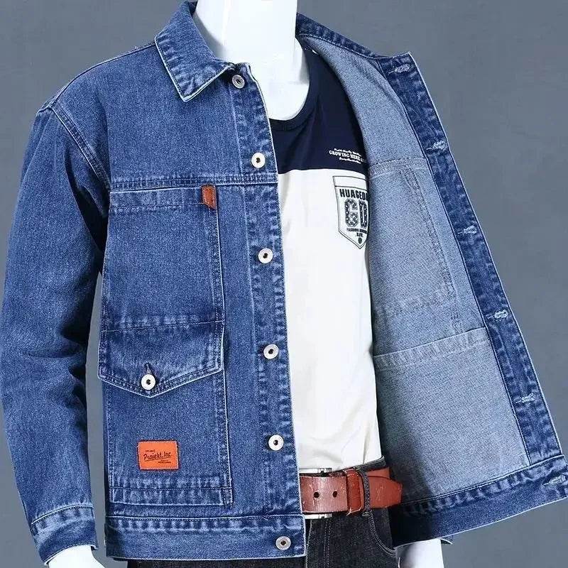 Buy Center Men's Denim Jacket - Vintage Loose Fit Gray Style - Buy Center UK