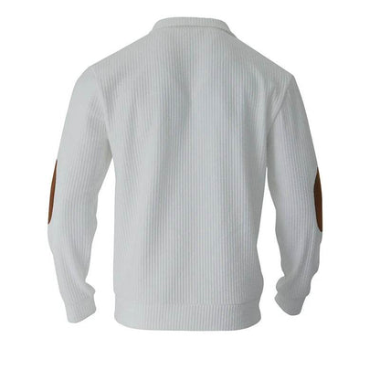 Buy Center Men's Casual Polo Sweater - Vertical Stripe Jacquard Design - Buy Center UK