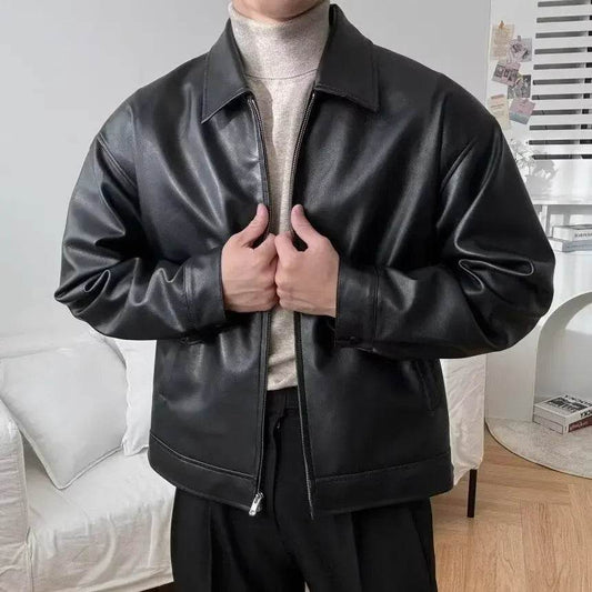 Trendy Men's Leather Jacket - Lightweight Korean Style Motorcycle Vest - Buy Center UK