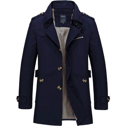 Buy Center Men's Casual Cotton Jacket - Mid-Length Trench Coat Style - Buy Center UK