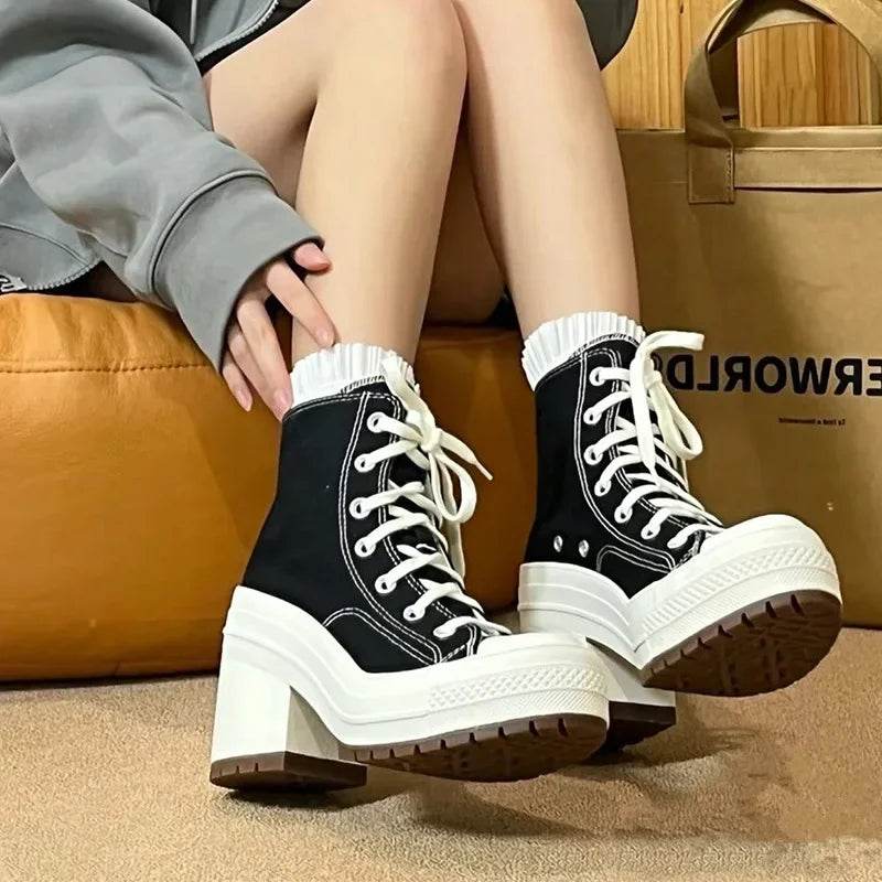 Buy Center Women Platform Sneakers - High Top Style, Plus Size 36-42 - Buy Center UK