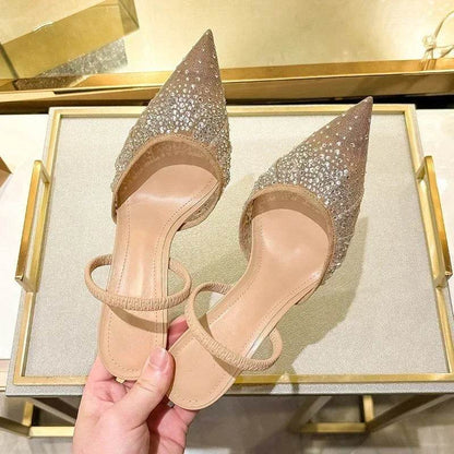 Buy Center Luxury Rhinestone Mesh Heeled Sandals - Summer Chic - Buy Center UK