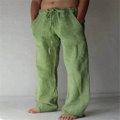Men's Cotton Linen Casual Pants - Breathable Trousers for Streetwear - Buy Center UK